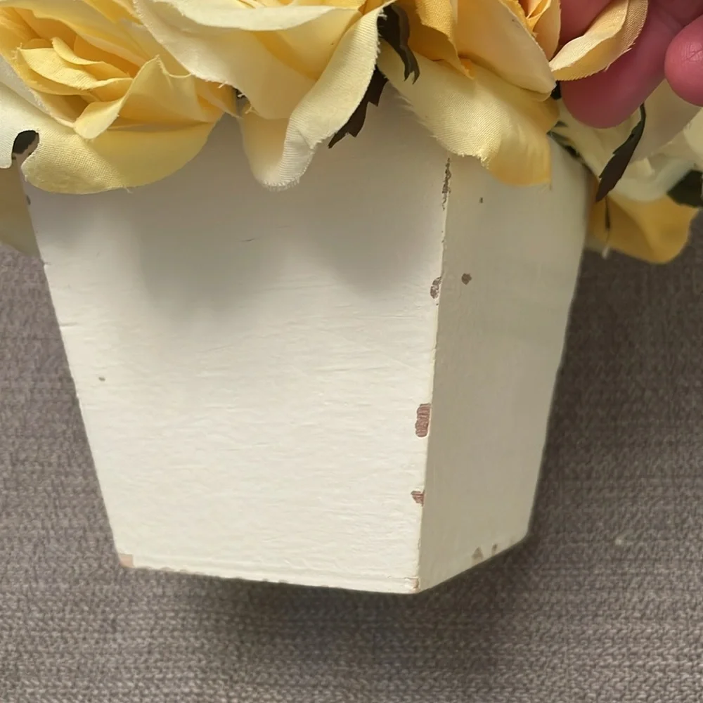 Faux Artificial Flower Arrangement Yellow Roses